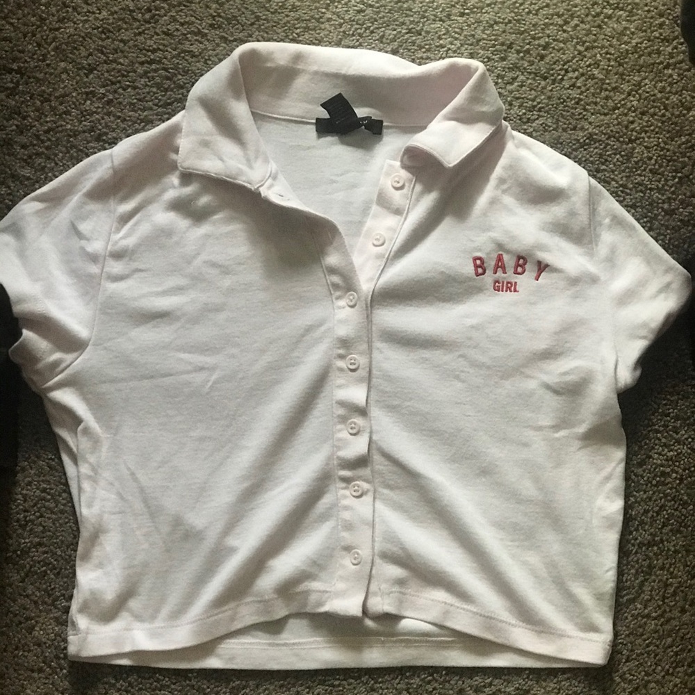 Button up pink crop top